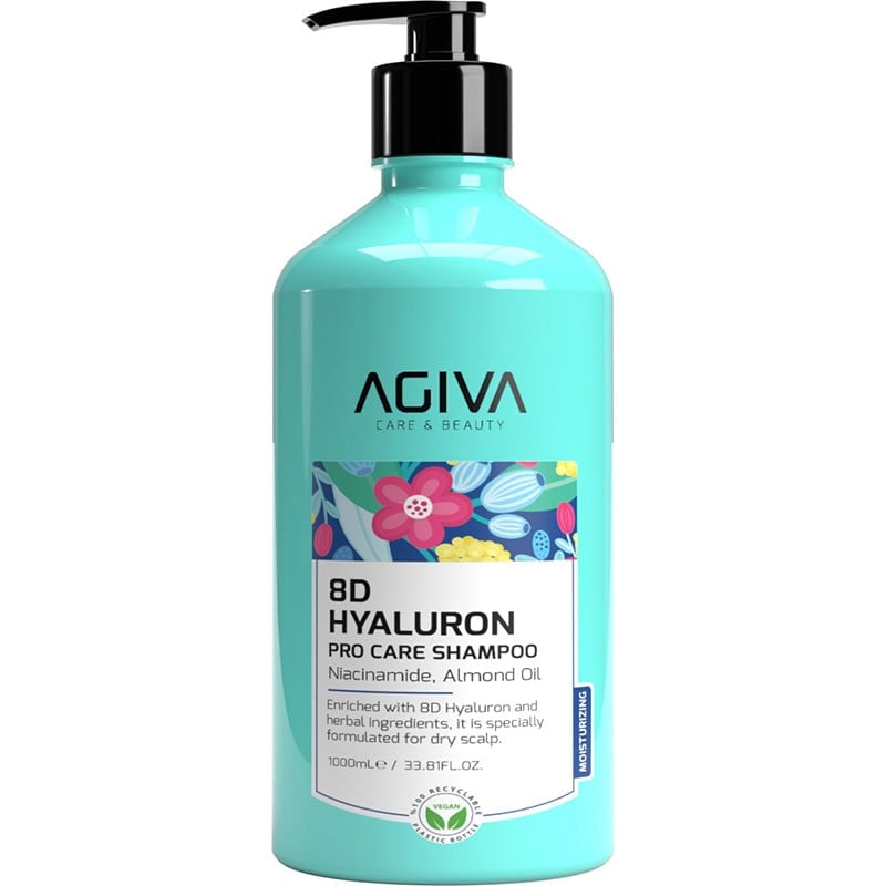 Agiva 8D Hyaluron Pro Care Shampoo for Dry, Weak & Brittle Hair, 1L