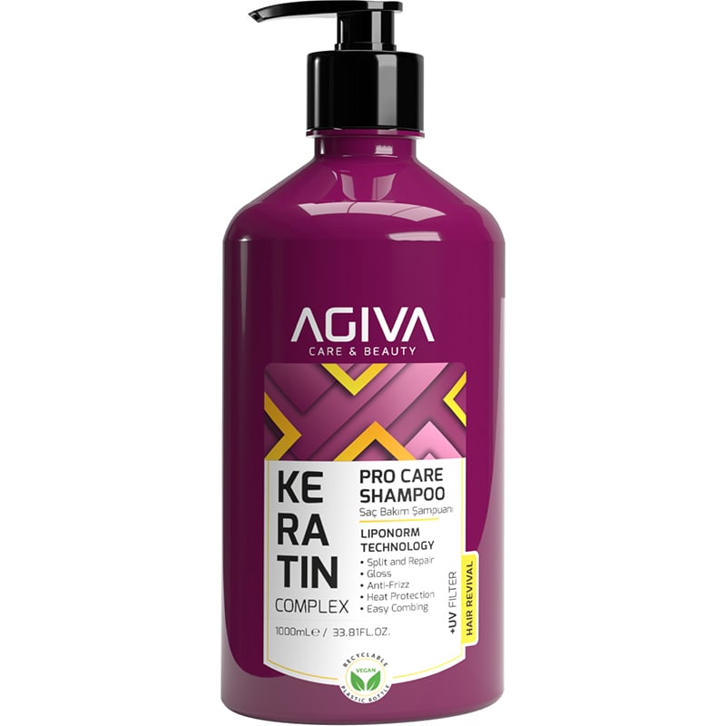 Agiva Keratin Complex Pro Care Shampoo for Damaged Hair, 1L