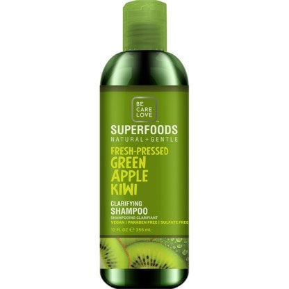 Be Care Love SuperFoods Natural & Gentle Fresh-Pressed Green Apple Kiwi Clarifying Shampoo, 355ml