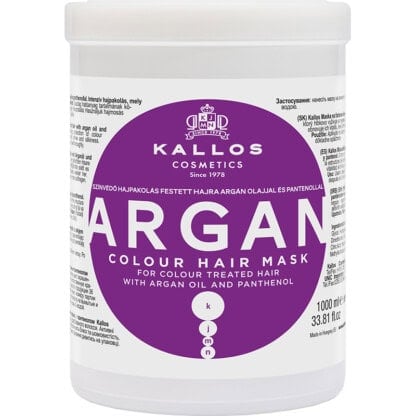 Kallos Argan Colour Hair Mask For Colour Treated Hair with Argan Oil & Panthenol, 1 Litre
